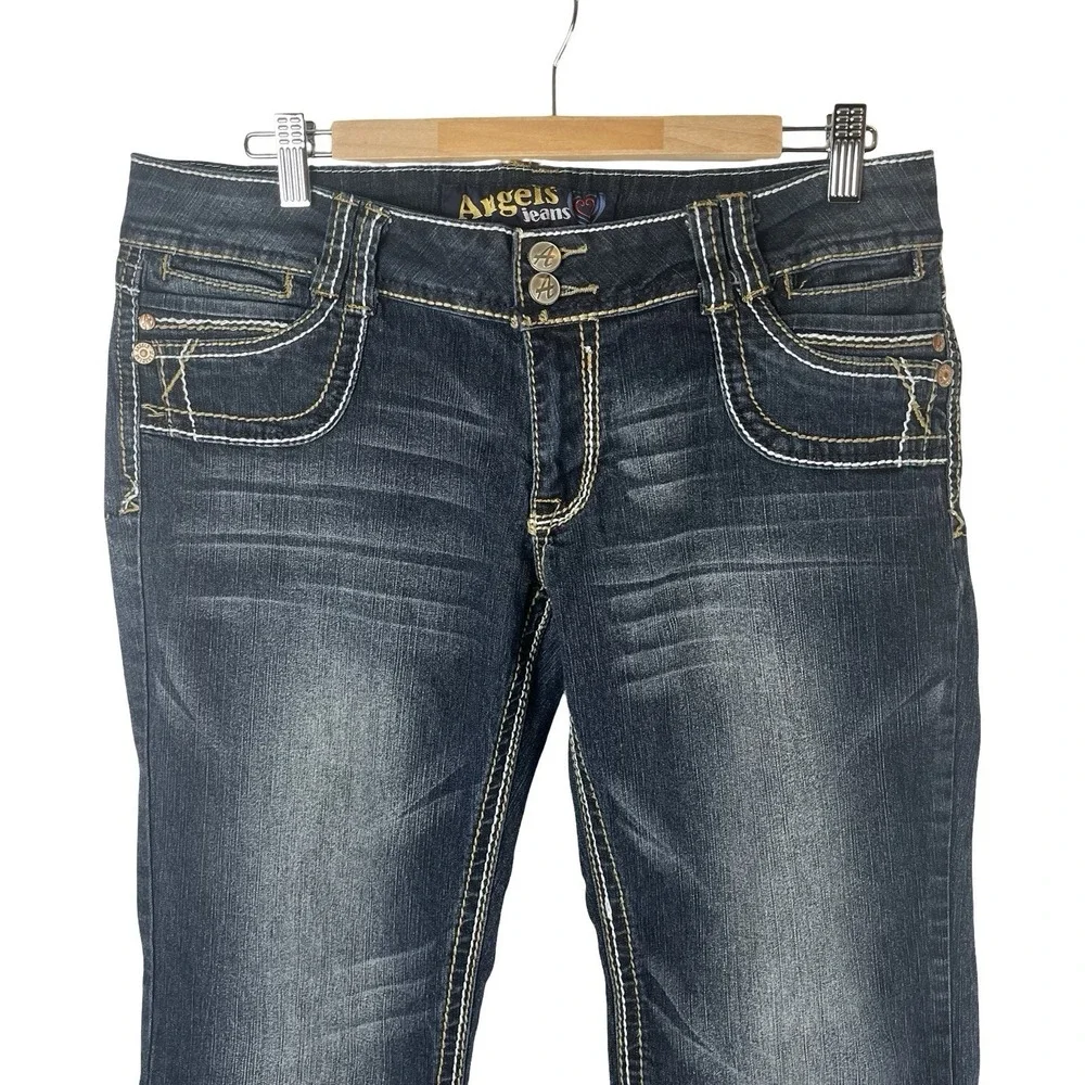 Y2K Angels Low Rise Bootcut Jeans Flap Pocket Size 15 Dark Wash‎